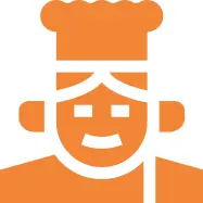 icon of a happy chef wearing a chef hat, showing people who want to leave their jobs and start their own bakery or café.
