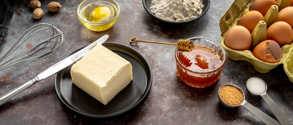 Comparison of butter and margarine used in baking recipes